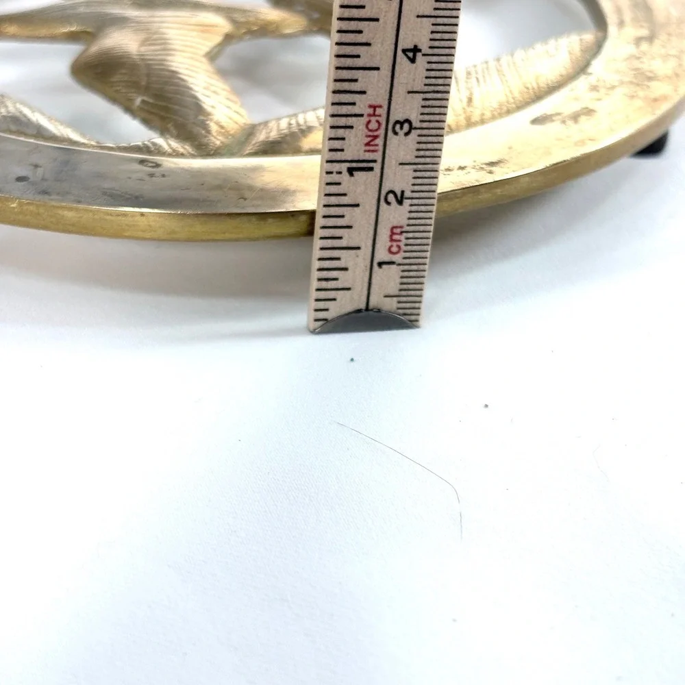 Otagiri Trivet Gold Brass Flying Geese Ducks Vintage OMC Japan 6.5 Inch